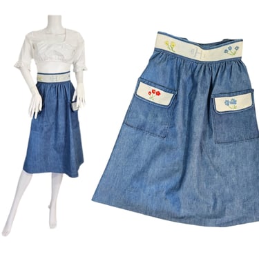 Toni Totes 1980's Denim Wrap Skirt Needlepoint Pattern I Sz Med I Toni Tote of Vermont 