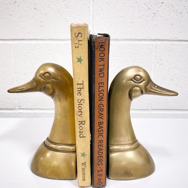 Vintage Pair of Brass Duck Bookends