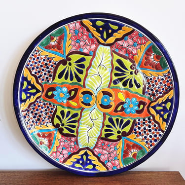 vintage Mexican Talavera pottery platter 