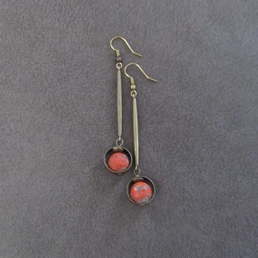 Industrial pendulum earrings, orange 