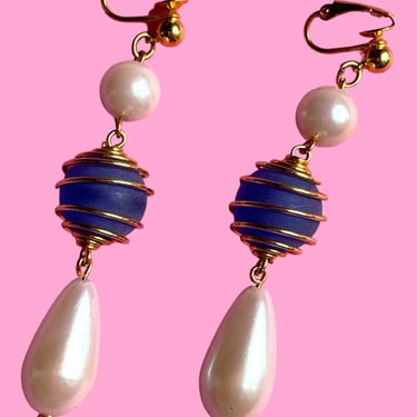 Pearl Blue Gemstone Earrings