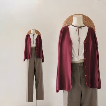 berry button cardigan - l - vintage 90s y2k maroon burgundy red large womens long sleeve sweater 