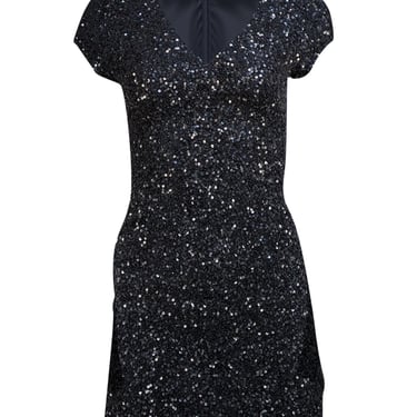 Parker - Black Sequin Short Sleeve Cocktail Dress Sz 0