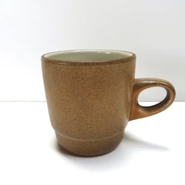 Vintage Heath Ceramics Mug In Sandalwood, Edith Heath Rim Line Stacking Coffee Cup 