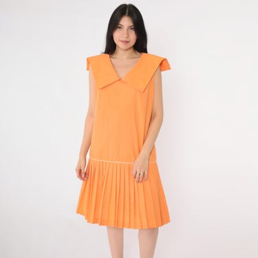 ワンピース INSTANTFUNK Sailor-collar pleated mini dress BMH1506 Cider + Sailor Collar Solid Mini Dress