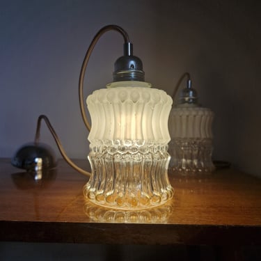 1 of 4 Small Vintage Glass Pendant Lights / MCM Lighting / Kitchen Lighting / Refurbished Hanging Lamp / Yugoslavia / 1960s 