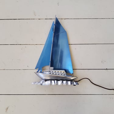 Vintage 1940 Chrome Sailboat Yacht Table Lamp Light 
