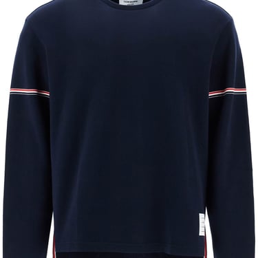 Thom Browne Blue Cotton Rugby T-Shirt With Red And White Stripe Men