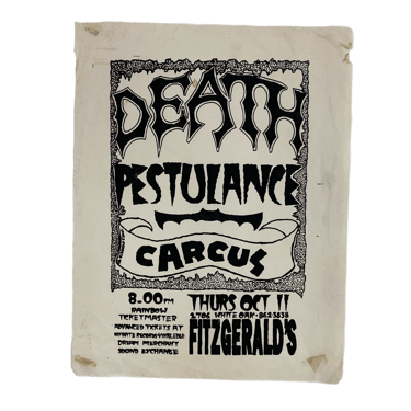 Vintage Death "Fitzgerald's" Pestulance Carcus Flyer