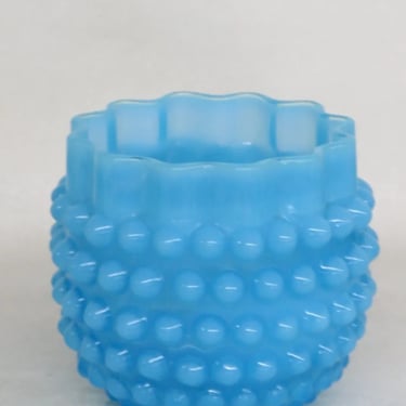 Hobnail Blue Glass Ruffle Top Vase 3847B