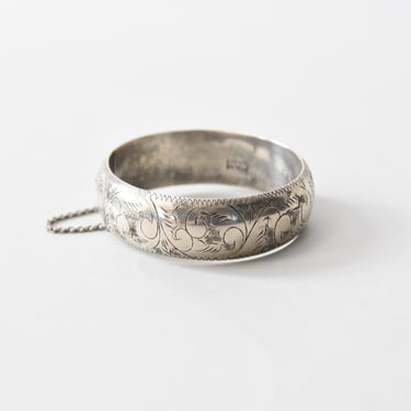 Victorian Sterling Silver etched bangle 