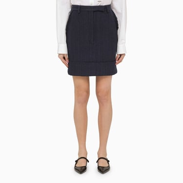 Thom Browne Navy Blue Cotton-Blend Skirt Women