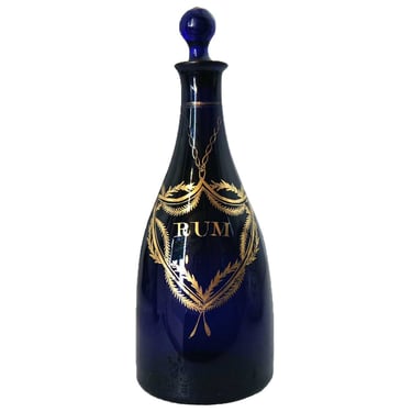 English George III Bristol Blue Glass Rum Decanter 