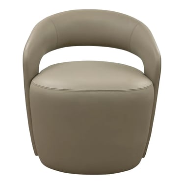 Theodore Alexander Modern Taupe Leather Luna Accent Chair