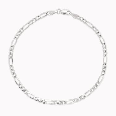 White Gold Figaro Chain Bracelet