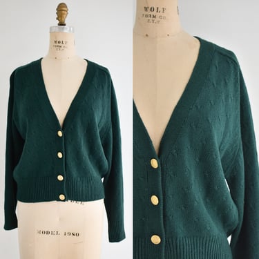 1980s/90s Dark Green Cardigan Sweater 