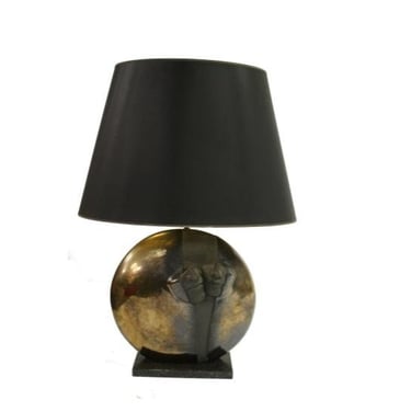 Sculptural stone table lamp, 1970s - contemporary art table lamp - mid century modern lamp - large bronze look table lamp - sculptural lamp 