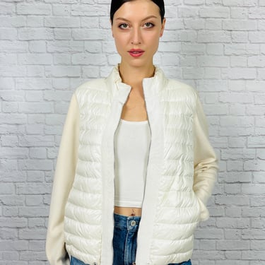 Moncler Tricot Cardigan, Size XL (Fits Like A US 8), Cream
