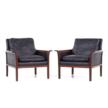 Knut Sæter for Vatne Møbler Mid Century Norway Rosewood Lounge Chairs - Pair - mcm 