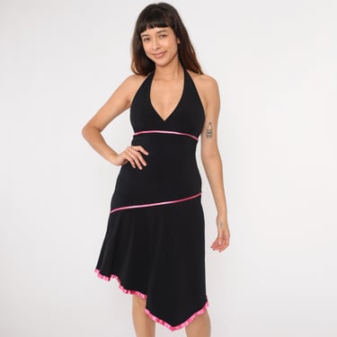 halter neck beige dress Mac Duggal Polka Dot Ruffle Maxi Dress main image 1