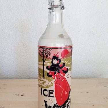 Vintage Made in Italy Ice Water Glass Bottle Victorian Woman Design 