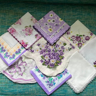 vintage handkerchief lot 1950s cotton hanky collection of 10 wedding hankies 