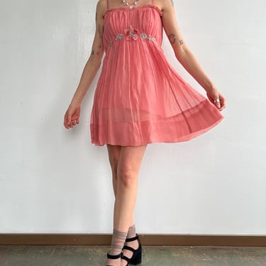 Pink Chiffon Flutter Dress (S)