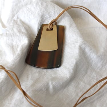 CATH•S |  Brown Rectangle Horn + Bronze Necklace