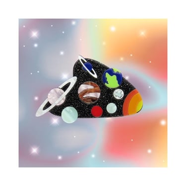 Solar System Hair Clip - Space Galaxy Planets Barrette - Acrylic Statement Hair Accessory 