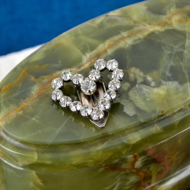 Vintage Gablonz rhinestone brooch heart 60s 70s mid century jewelry accessories design costume jewelry glass 
