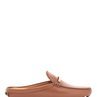 Tod's Dark Brown Calfskin Slip-On With Metal Detail Women