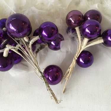 Purple Mercury Glass Picks, Vintage Easter Corsage, Wreath Crafting, Floral Stems, Christmas Decor, 1.25
