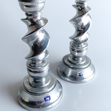 Vintage Metal Swirled Candlesticks, set of 2