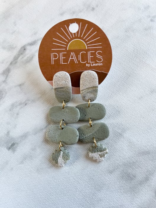 Sage and stone earrings