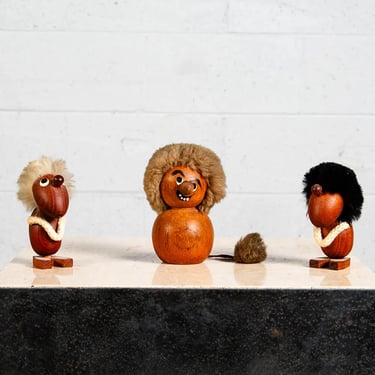 Mid Century Modern Danish Troll Figures Teak Mcm Scandanavian Toys Set of Three