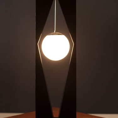 Mid Century California Modern Black Table Lamp with Glass Globe by Modeline 