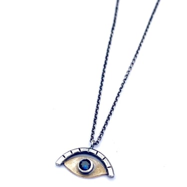 Ojo Necklace - Brass, Silver + Sapphire