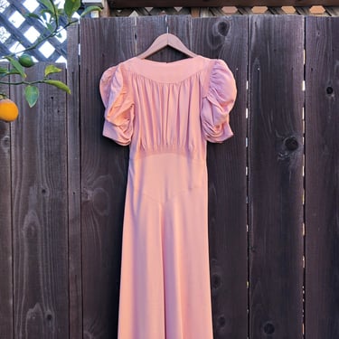 1930s gown and bolero . 30s pink dress . size xs to small 