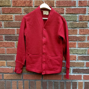 Vintage 1950's Puritan Natch Wool Knit Letterman Cardigan Sweater / Women's S to M / Thrashed 