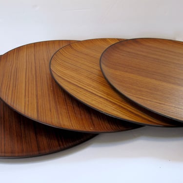 Teak Wood Tray Mid Century Round Serving Tray Danish Modern Teak Charger Bentwood Large Plate Platters 