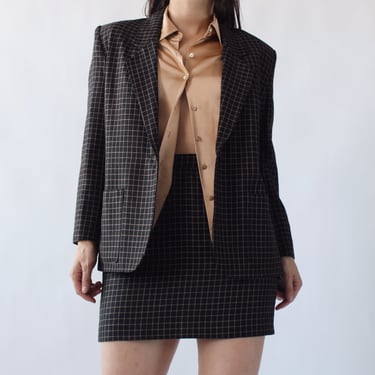 Vintage Graph Check Miniskirt Suit - W26