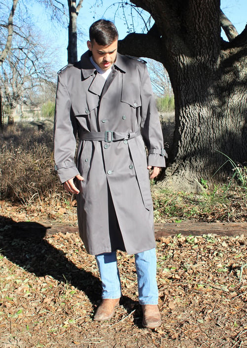 Vintage 1970s Stratojac Trench Coat, 46R Men, Gray Cotton blend, | Mezcal +  Leather | San Antonio, TX