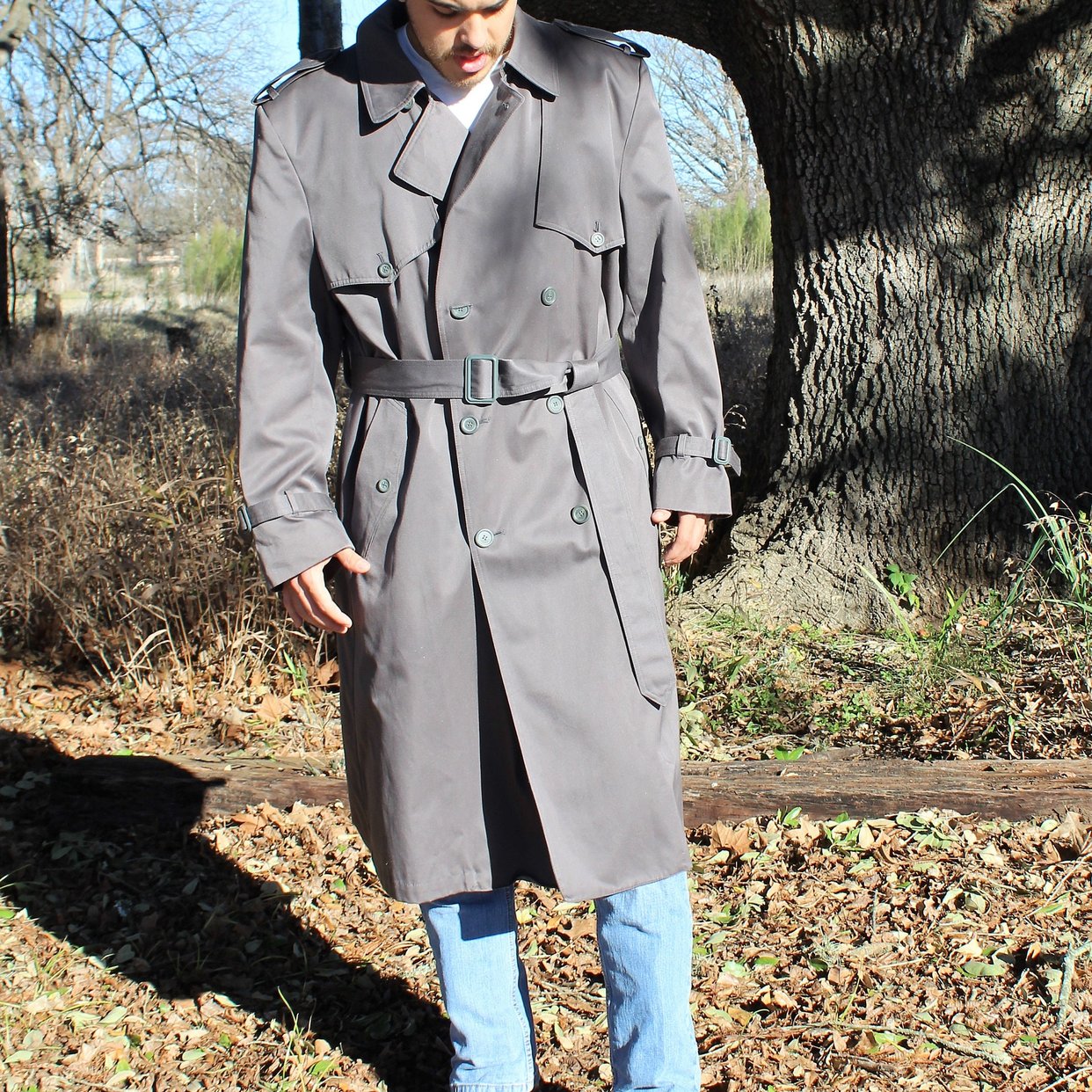 【60s】Euro Vintage Cotton Belted Coat 46 Trench coat - desert tan