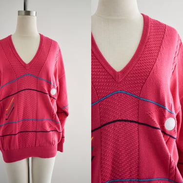 1980s Pringle Nick Faldo Sports Pink Cotton Sweater 