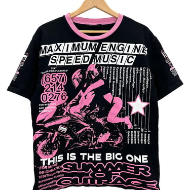 Pleasures Speed Music Motorcycle Black Print All Over T-Shirt Large Excellent