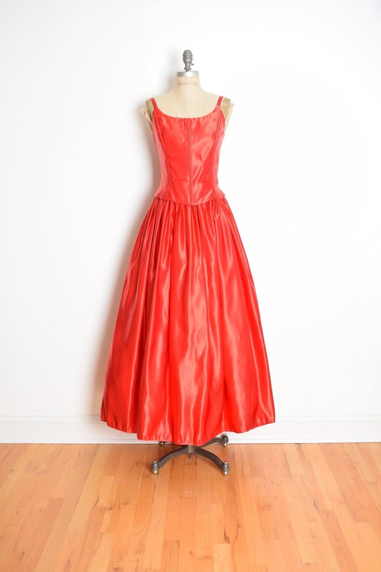 vintage 90s prom dress Jessica McClintock Gunne Sax red satin Hunca Munca Vintage Chicago IL