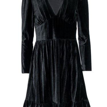 Shoshanna - Black Velvet Ribbed Cocktail Dress Sz 4
