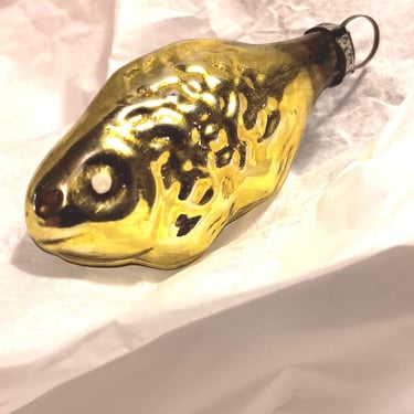 Goldfish Christmas Ornament | MCM Eastern European Glass Ornament 