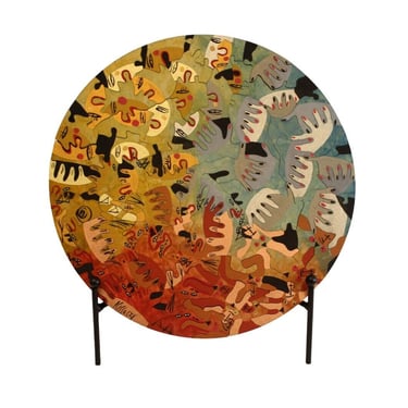 Contemporary Modern Kate Kissoczy Wood Praha Art Puzzle Signed Decorative Plate 