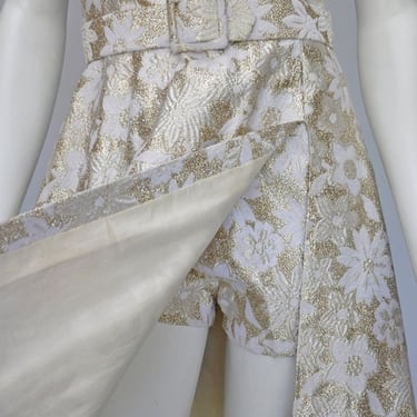 ON SALE 1960s gold floral metallic brocade with matching shorts XS/S 